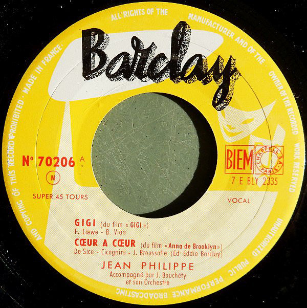 Jean Philippe (4) Accompagné Par Jean Bouchéty Et Son Orchestre : Gigi (7", EP)