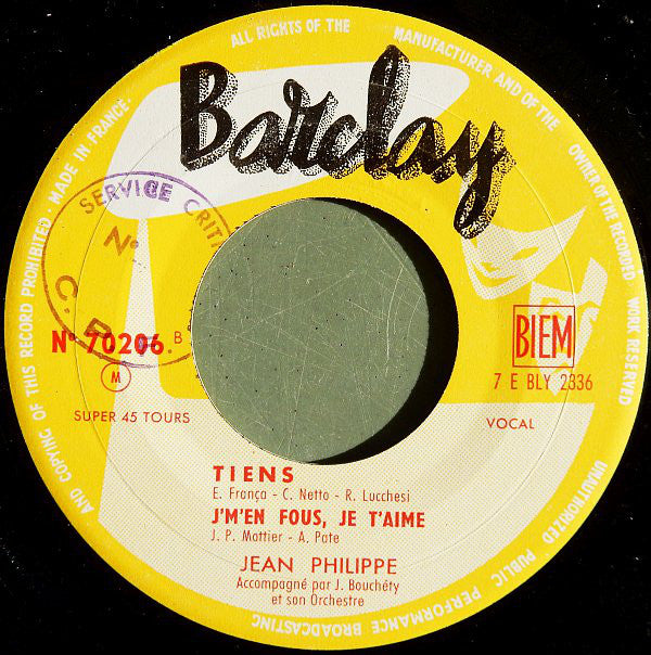 Jean Philippe (4) Accompagné Par Jean Bouchéty Et Son Orchestre : Gigi (7", EP)