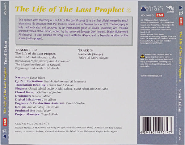Yusuf Islam : The Life Of The Last Prophet (CD, Album)
