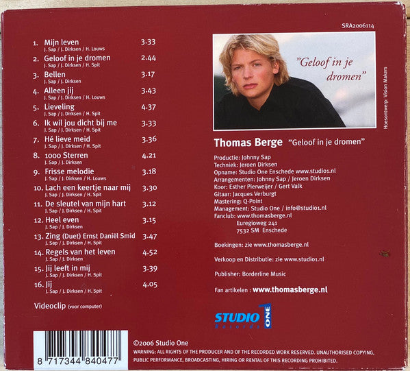 Thomas Berge : Geloof In Je Dromen (CD, Album + CDr, CD-ROM)