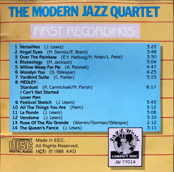 The Modern Jazz Quartet : First Recordings (CD, Comp)