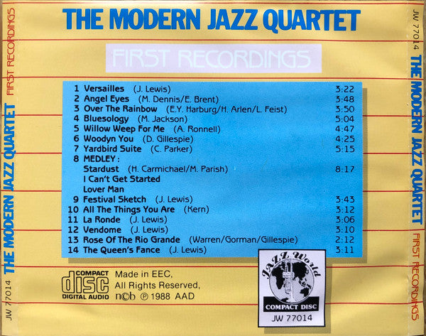 The Modern Jazz Quartet : First Recordings (CD, Comp)