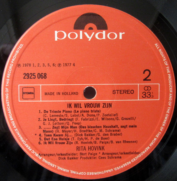 Rita Hovink : Ik Wil Vrouw Zijn (LP, Album)