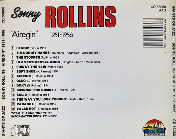 Sonny Rollins : Airegin 1951-1956 (CD, Comp)