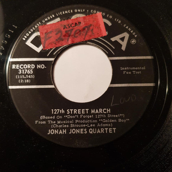 The Jonah Jones Quartet : 127th Street March / Think Beautiful (7", Single)