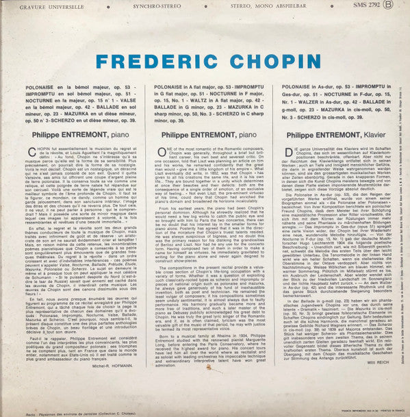 Frédéric Chopin - Philippe Entremont : Piano Récital (LP)