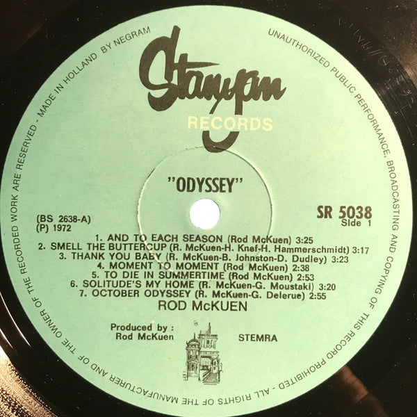 Rod McKuen : Odyssey (LP, Album)