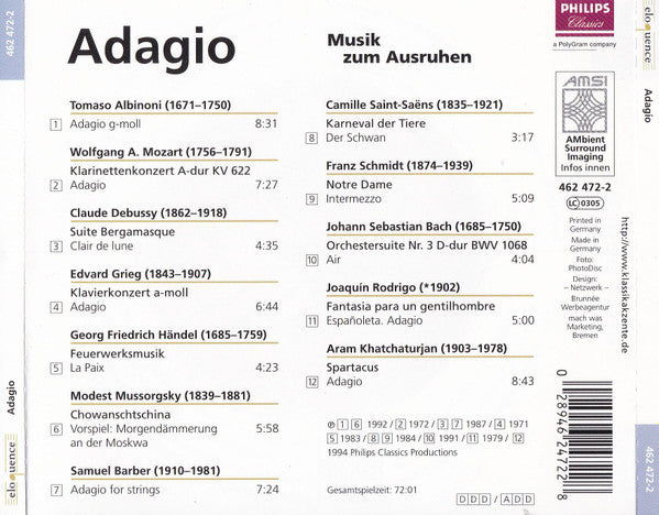 Various : Adagio - Musik Zum Ausruhen (CD, Comp)