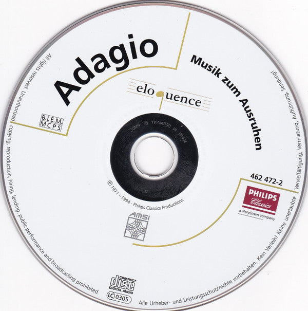 Various : Adagio - Musik Zum Ausruhen (CD, Comp)