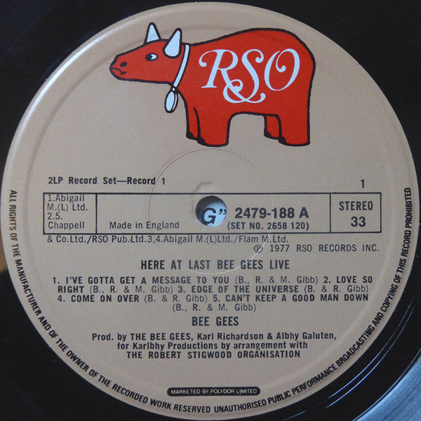 Bee Gees : Here At Last... Bee Gees ...Live (2xLP, Album)