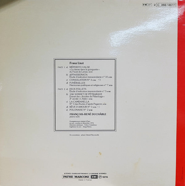 François-René Duchâble : Liszt (LP, RE)