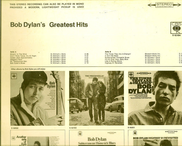 Bob Dylan : Bob Dylan's Greatest Hits (LP, Comp, Lam)