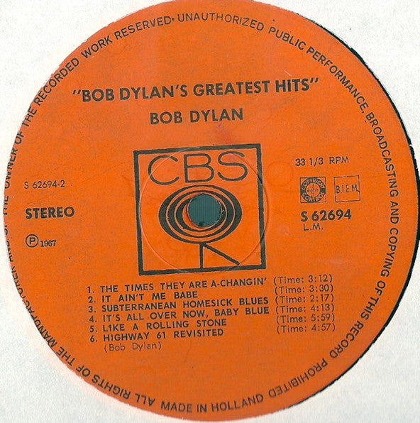 Bob Dylan : Bob Dylan's Greatest Hits (LP, Comp, Lam)