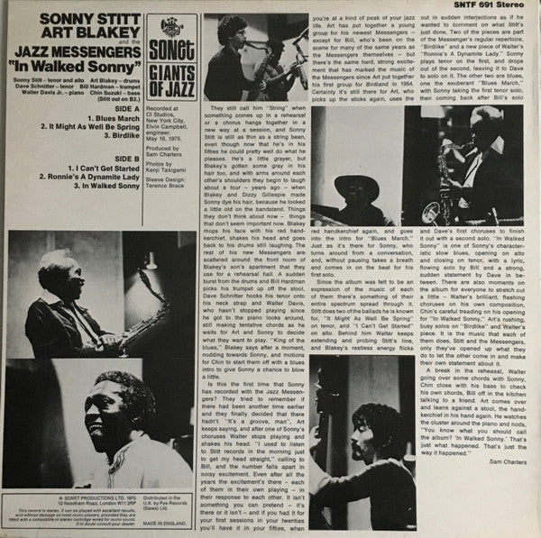 Sonny Stitt With Art Blakey & The Jazz Messengers : In Walked Sonny (LP, Album)