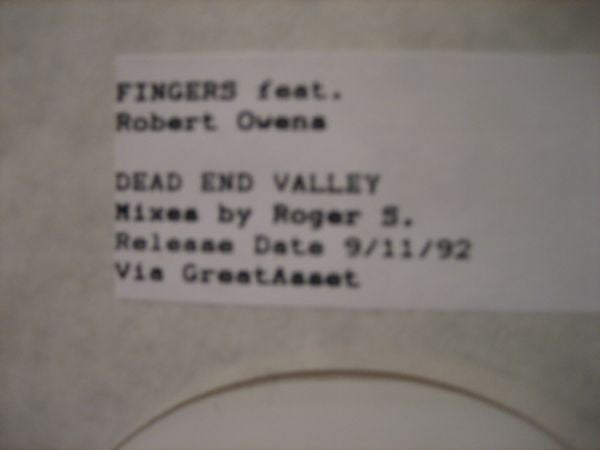 Mr. Fingers : Dead End Alley (12", Promo, W/Lbl)