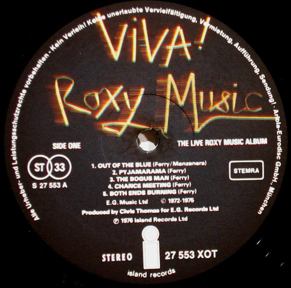 Roxy Music : Viva! Roxy Music - The Live Roxy Music Album (LP, Album, Gat)