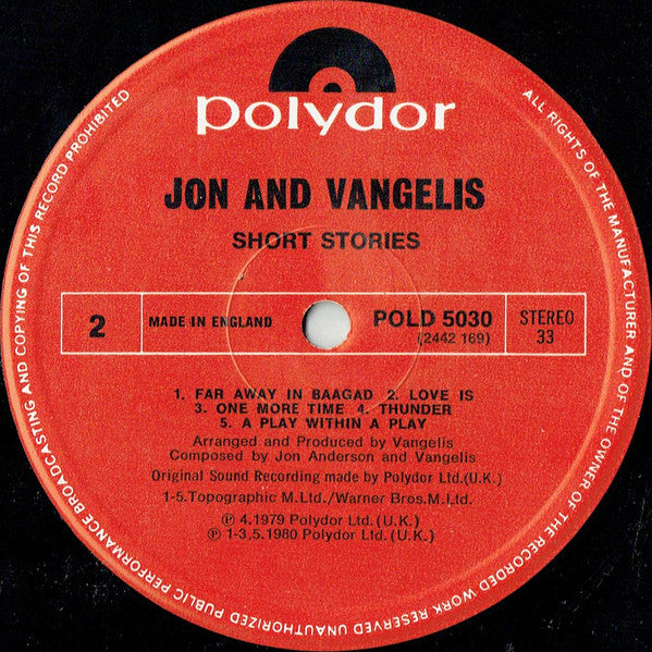 Jon & Vangelis : Short Stories (LP, Album)
