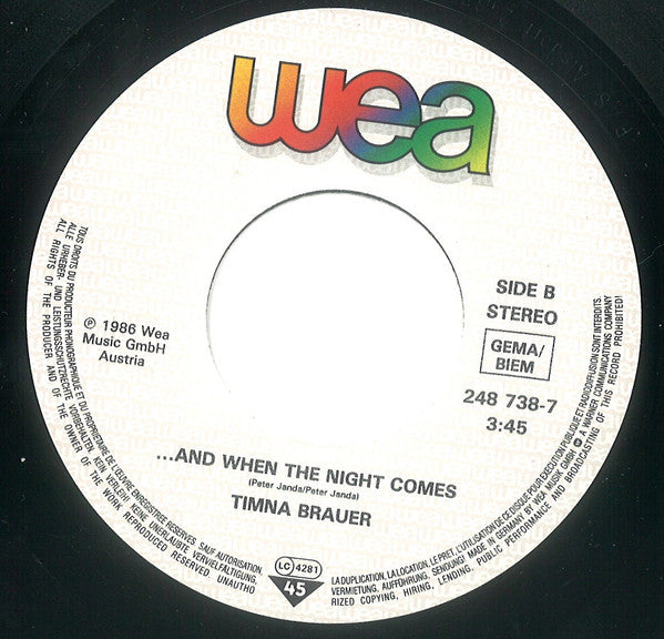 Timna Brauer : Die Zeit Ist Einsam (7", Single)