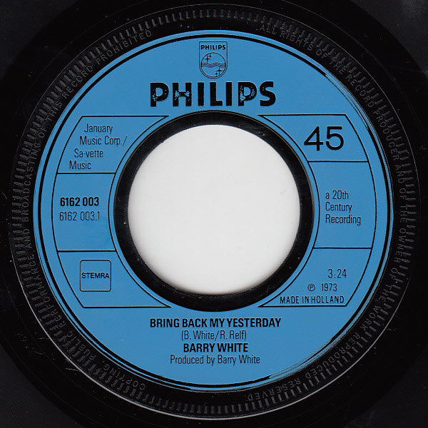 Barry White : Bring Back My Yesterday (7", Single)