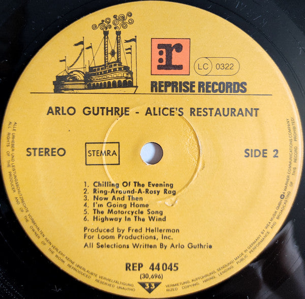 Arlo Guthrie : Alice's Restaurant (LP, Album, RE)