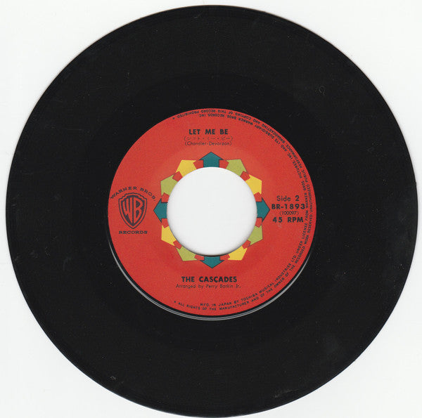 The Cascades (2) : 悲しき雨音 = Rhythm Of The Rain / レット・ミー・ビー = Let Me Be (7", Single, RP, red)