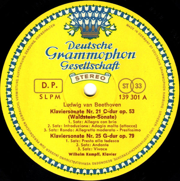 Ludwig van Beethoven – Wilhelm Kempff : Sonaten  Nr. 21 »Waldstein« · Nr. 25 G-dur · Nr. 15 »Pastorale« · Nr. 24 Fis-dur (LP, Album)