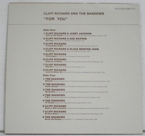 Cliff Richard & The Shadows : For You (LP, Mono)