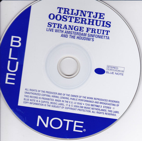 Trijntje Oosterhuis Live With Amsterdam Sinfonietta And The Houdini's : Strange Fruit (CD, Album, RE, RP)