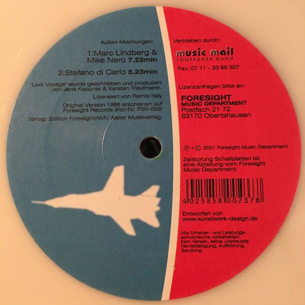 Orbital Velocity & Marc Lindberg : Last Voyage 2001 (12", Whi)