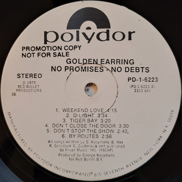 Golden Earring : No Promises - No Debts (LP, Album, Promo, 26 )