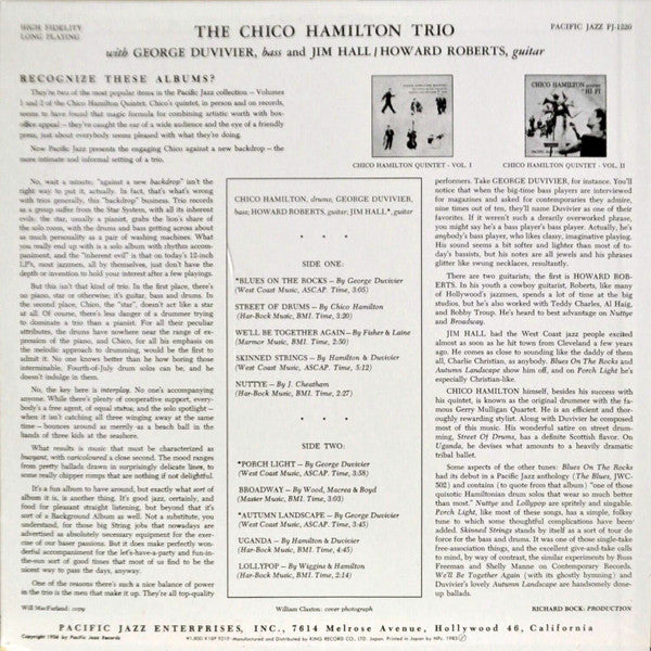 The Chico Hamilton Trio : Chico Hamilton Trio (LP, Album, Mono, RE)