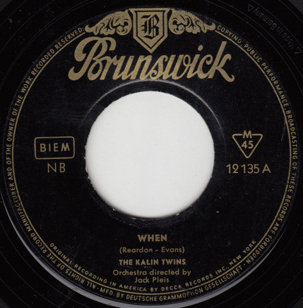 Kalin Twins : When / Three O'Clock Thrill (7", Single, Mono)