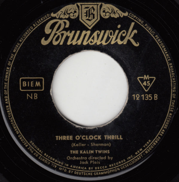 The Kalin Twins* : When / Three O'Clock Thrill (7", Single, Mono)