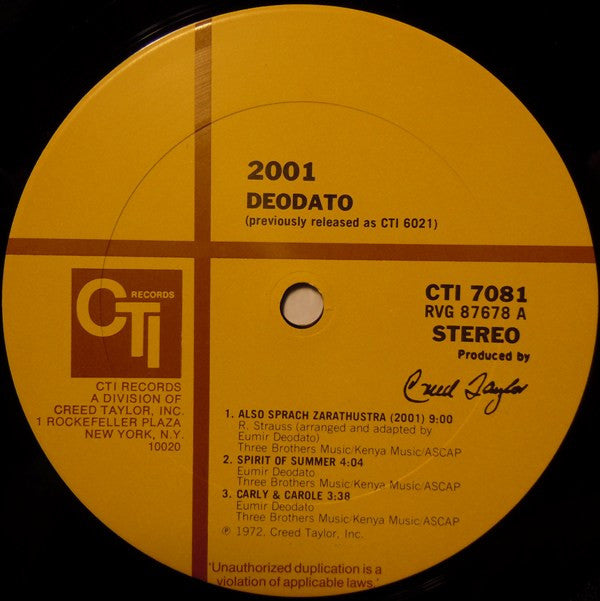 Deodato* : 2001 (LP, Album, RE, Emb)