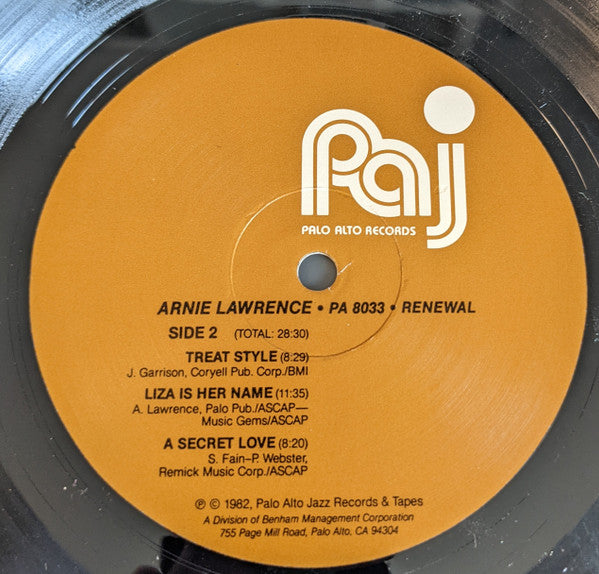 Arnie Lawrence : Renewal (LP, Album)