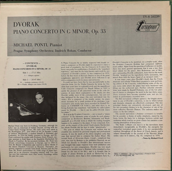 Antonín Dvořák, Michael Ponti : Piano Concerto In G Minor (LP, Album)