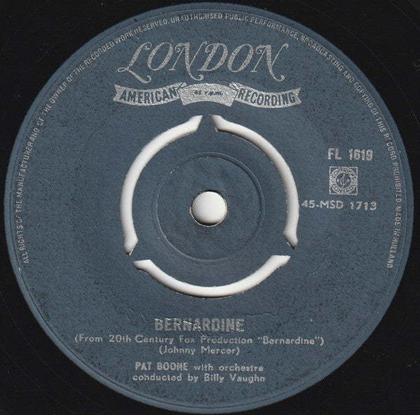 Pat Boone With Billy Vaughn And His Orchestra : Love Letters In The Sand / Bernardine (7", Single, 3-P)