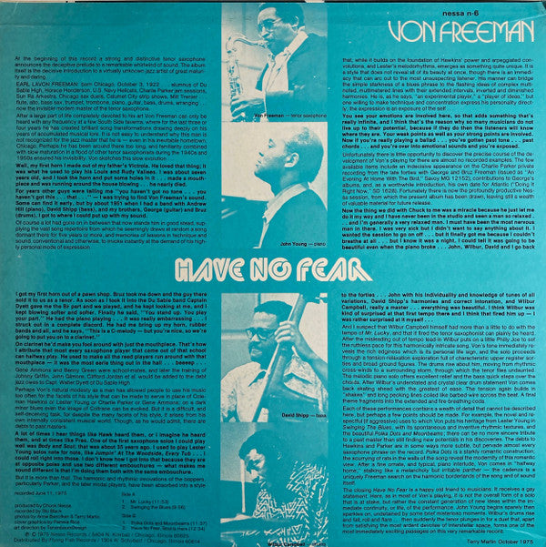 Von Freeman : Have No Fear (LP, Album)