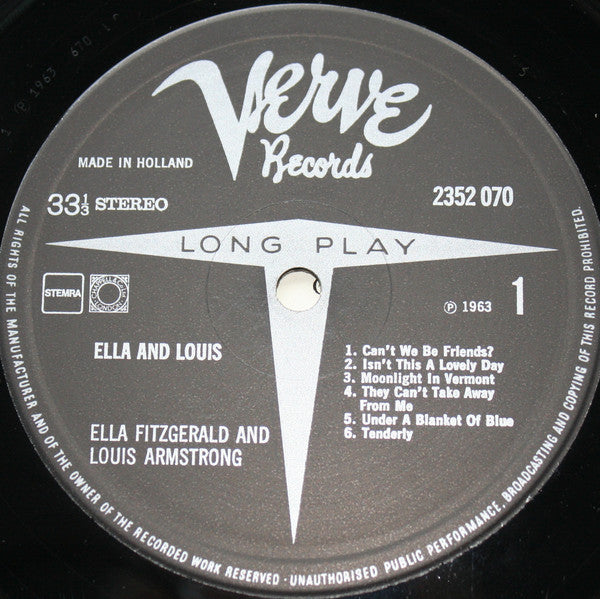 Ella Fitzgerald - Louis Armstrong : Ella And Louis (LP, Album, RE)