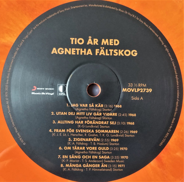Agnetha Fältskog : Tio År Med Agnetha (LP, Comp, Ltd, Num, RE, Yel)