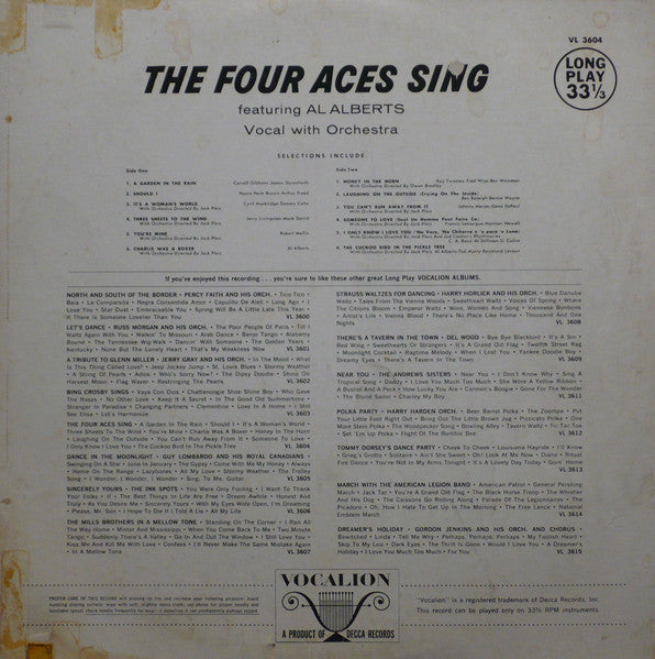 The Four Aces : The Four Aces Sing (LP, Mono)