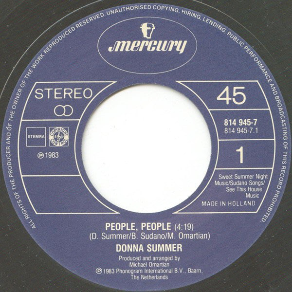 Donna Summer : People, People (7", Single)