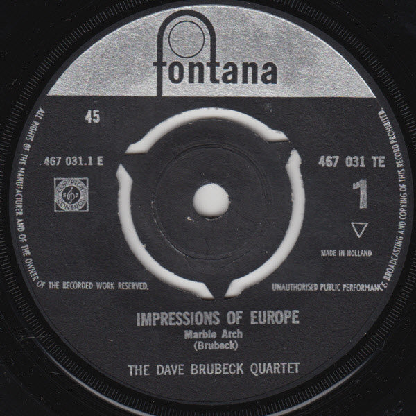 The Dave Brubeck Quartet : Impressions Of Europe (7", EP)