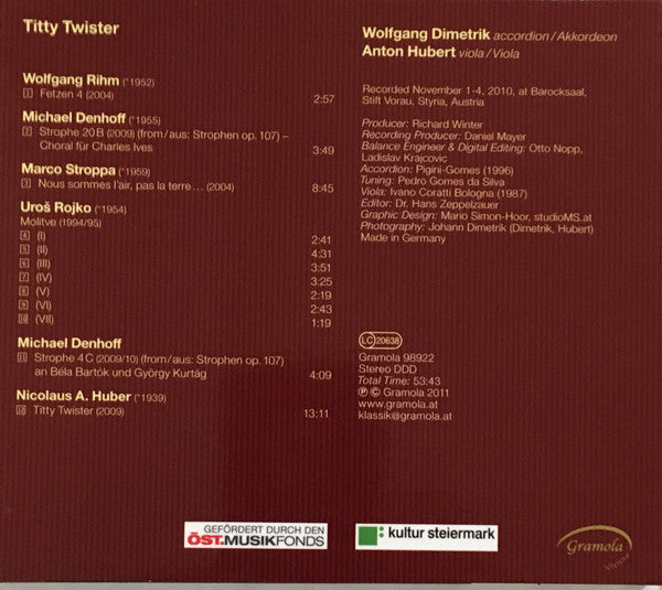 Wolfgang Dimetrik, Anton Hubert : Titty Twister - Accordion Meets Viola (CD, Album)