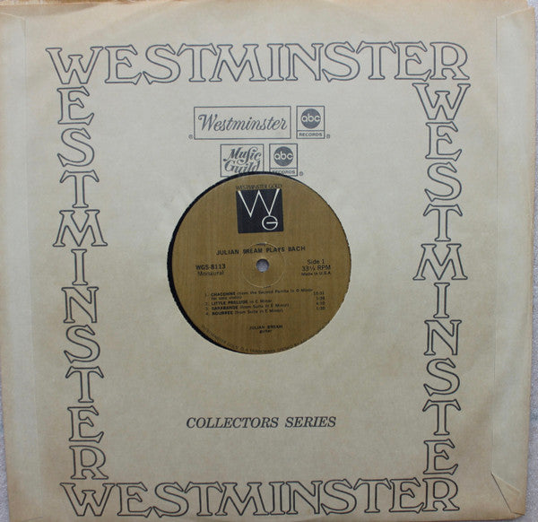 Julian Bream : Plays Bach (LP, Album, Mono)