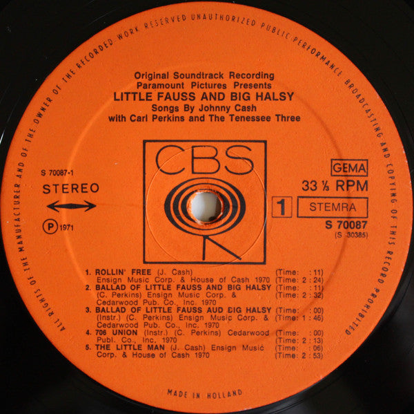 Johnny Cash With Carl Perkins And The Tennessee Three : Little Fauss And Big Halsy (LP, Album)