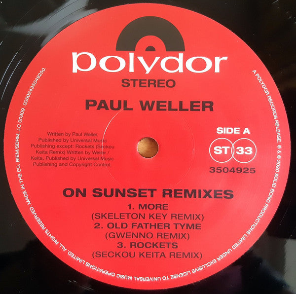 Paul Weller : On Sunset Remixes (12", Ltd)