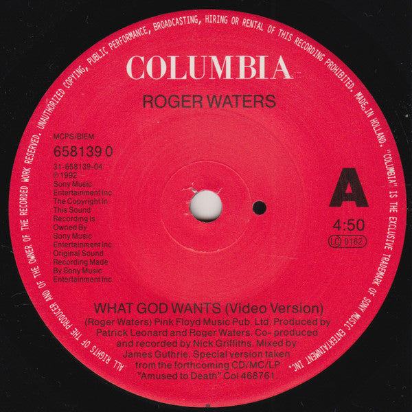 Roger Waters : What God Wants, Part I (7", Single)