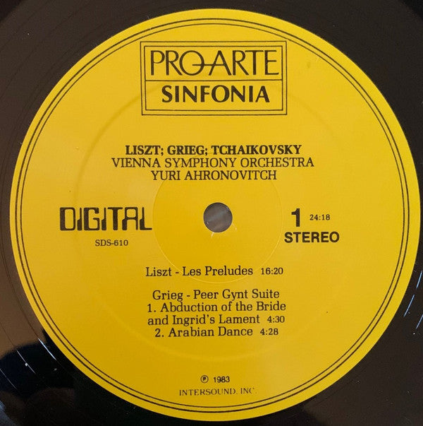 Pyotr Ilyich Tchaikovsky, Edvard Grieg, Franz Liszt, Wiener Symphoniker, Yuri Ahronovitch : Capriccio Italien, Peer Gynt Suite, Les Preludes (LP, Dig)