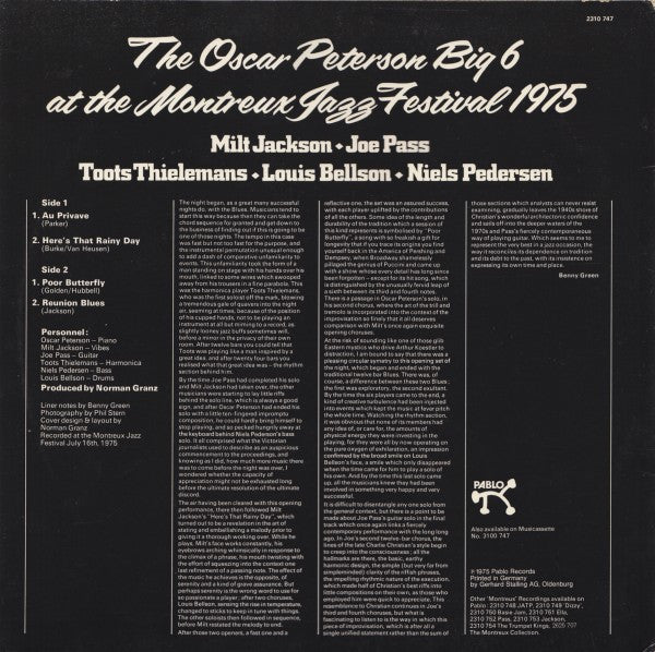 Peterson 6* : The Oscar Peterson Big 6 At The Montreux Jazz Festival 1975 (LP, Album)